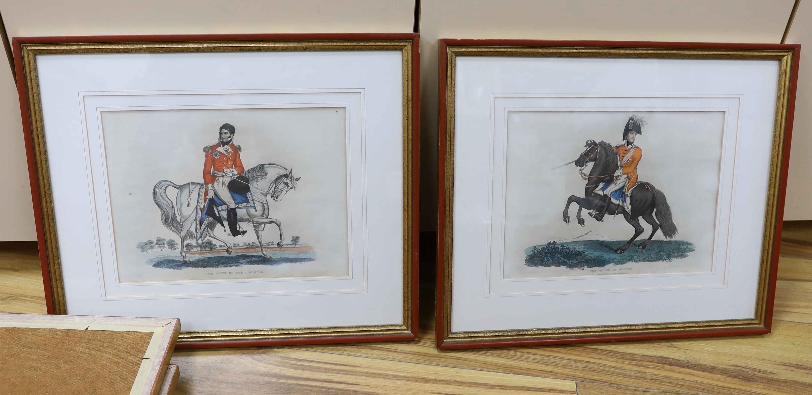 A set of seven early 19th century colour engravings, published Richard Evans, including The Prince of Orange and The Prince of Saxe-Coburg, 23 x 30cm